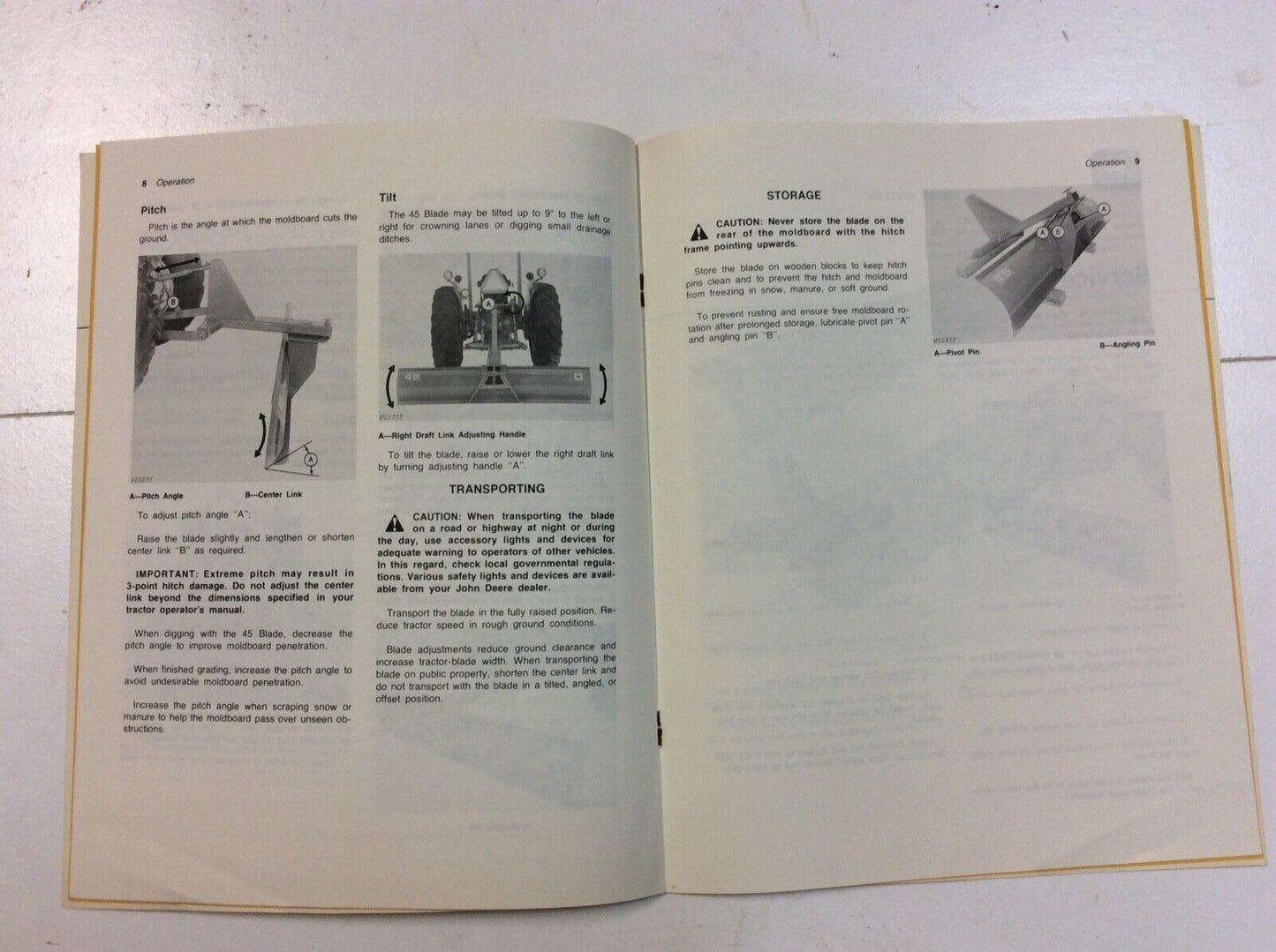 OMW21364 John Deere Operators Manual For 45 Rear Blade