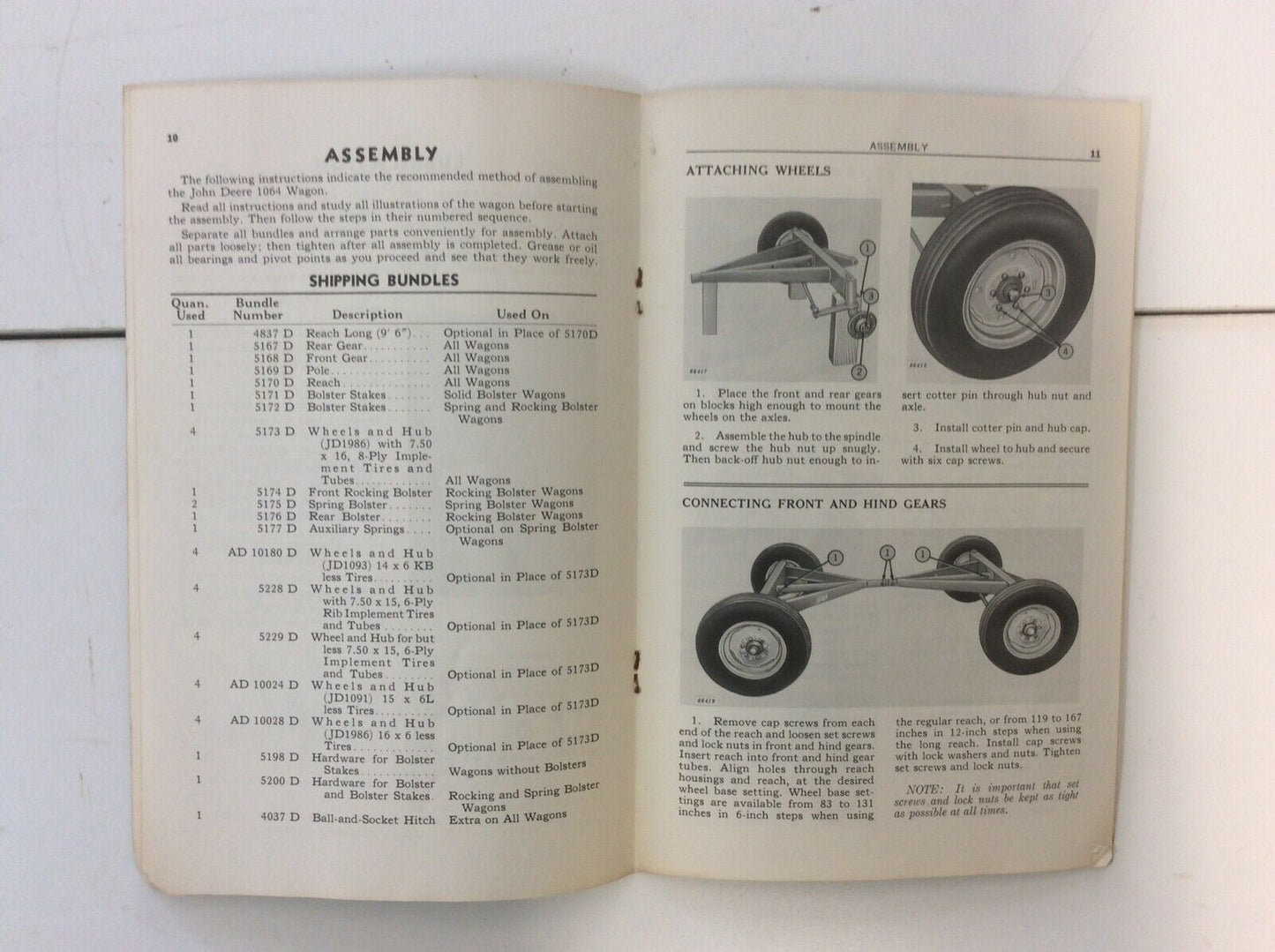 OMD521058 John Deere Operators Manual For 1064 Wagon