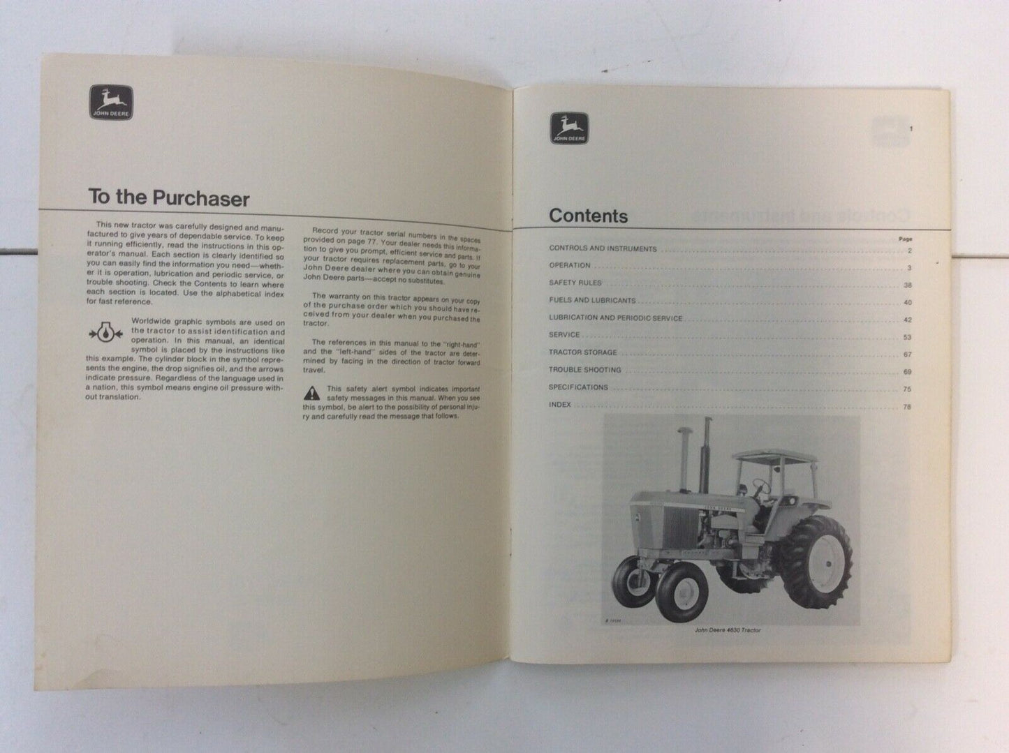 OMR53781 John Deere Operators Manual For 4630