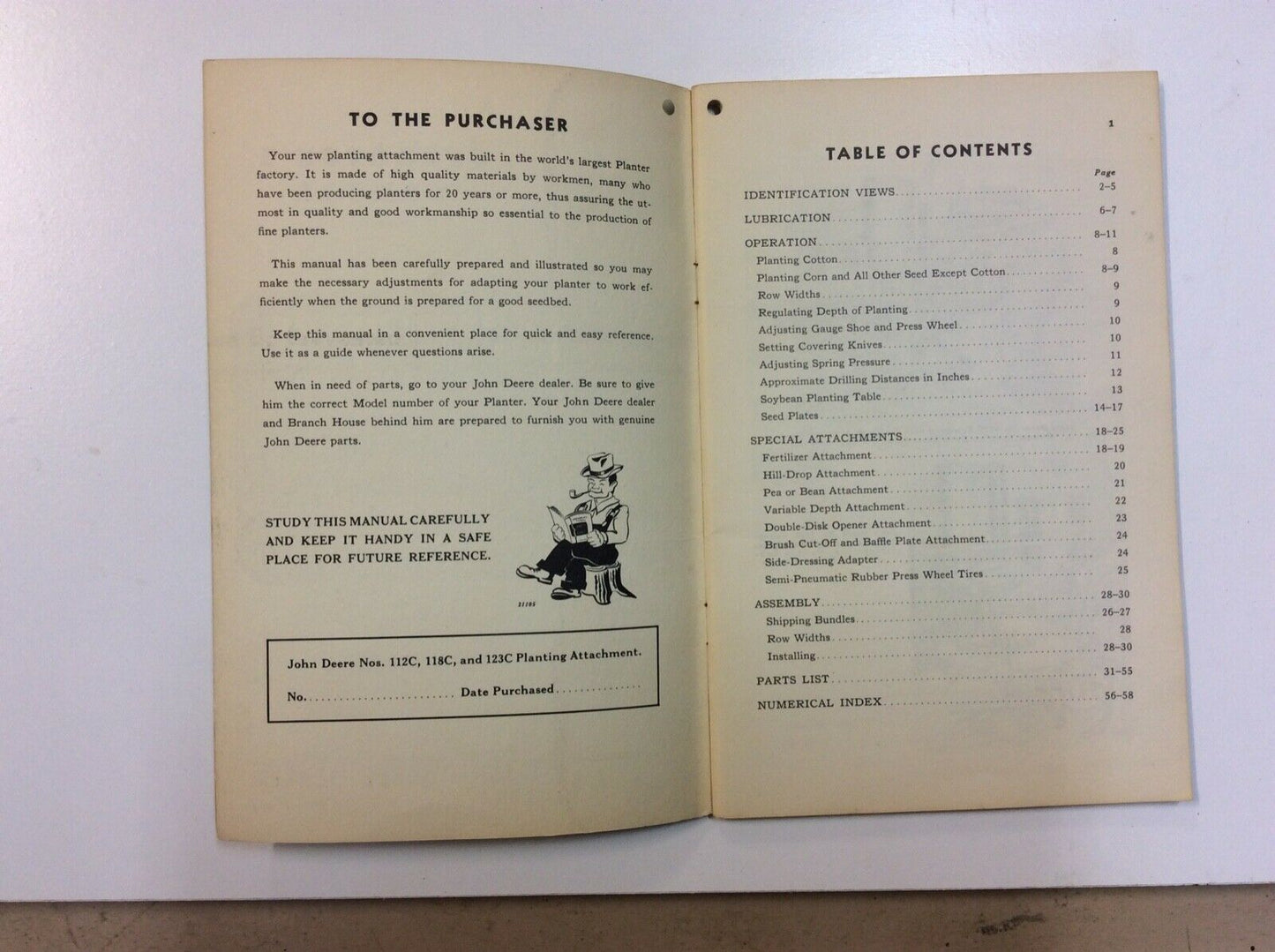 OMB31753 John Deere Operators Manual For 112C, 118C, 123C Planter