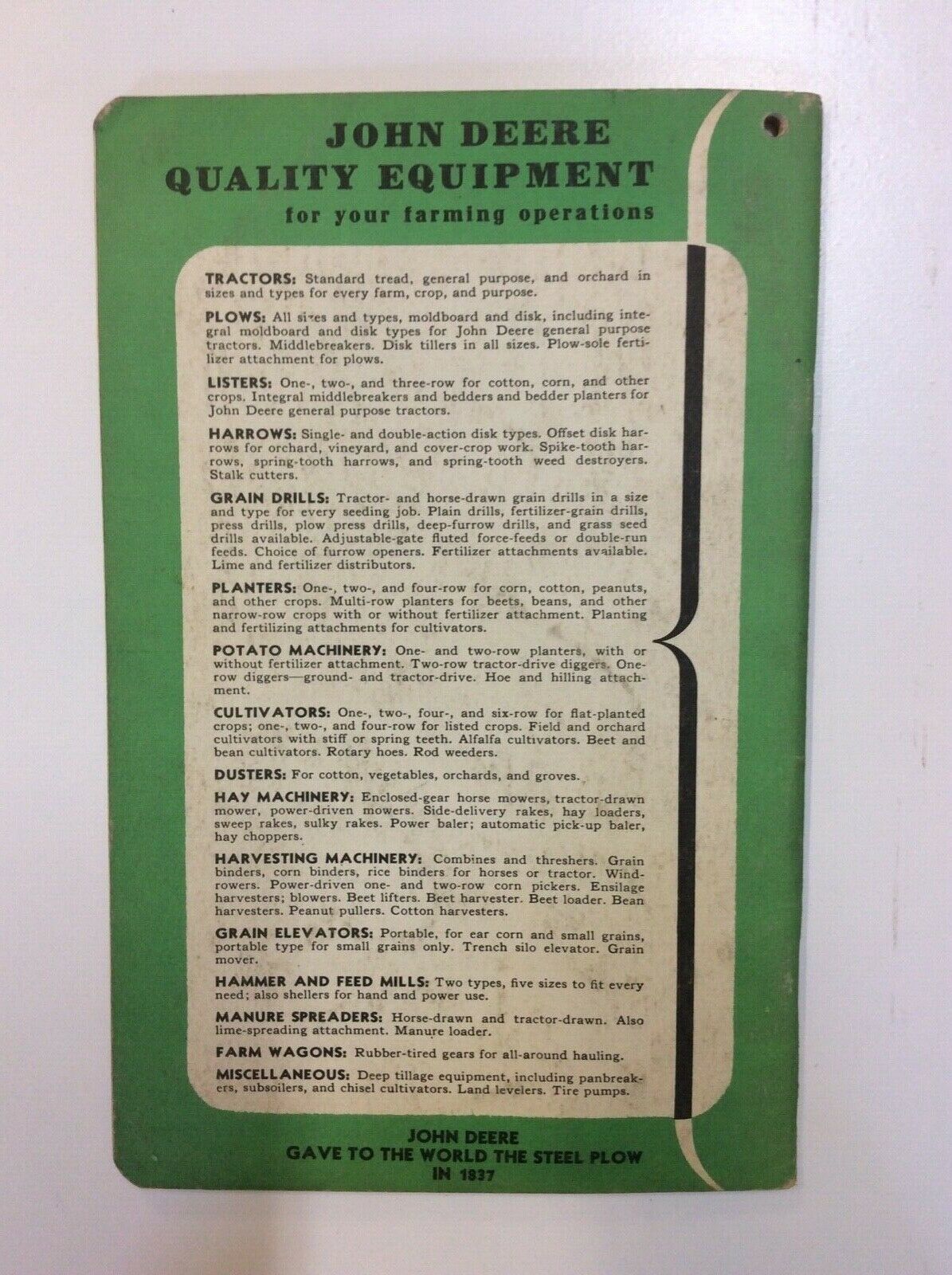 OMC20649 John Deere Operators Manual For Steel Portable Hay And Grain Elevator